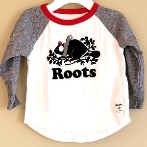 Baby Roots white/grey long sleeved tee shirt